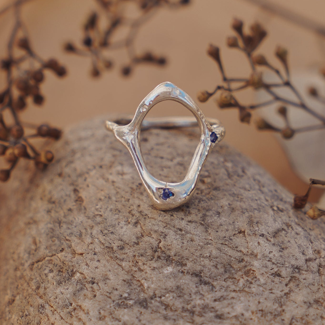 The Intueri Ring with Lab - grown Sapphire (Size 10) - Golden Road Crafted