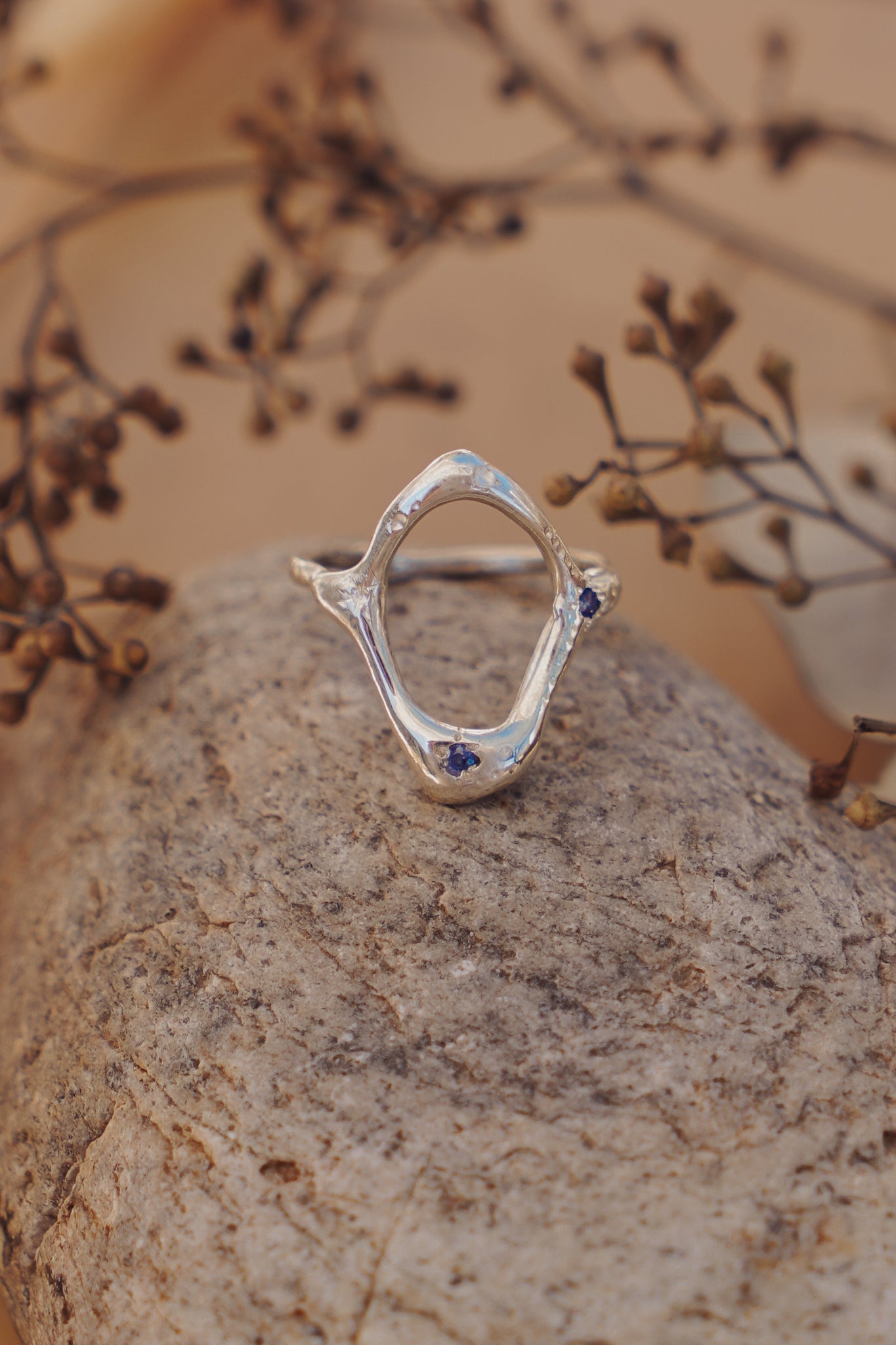 The Intueri Ring with Lab - grown Sapphire (Size 10) - Golden Road Crafted