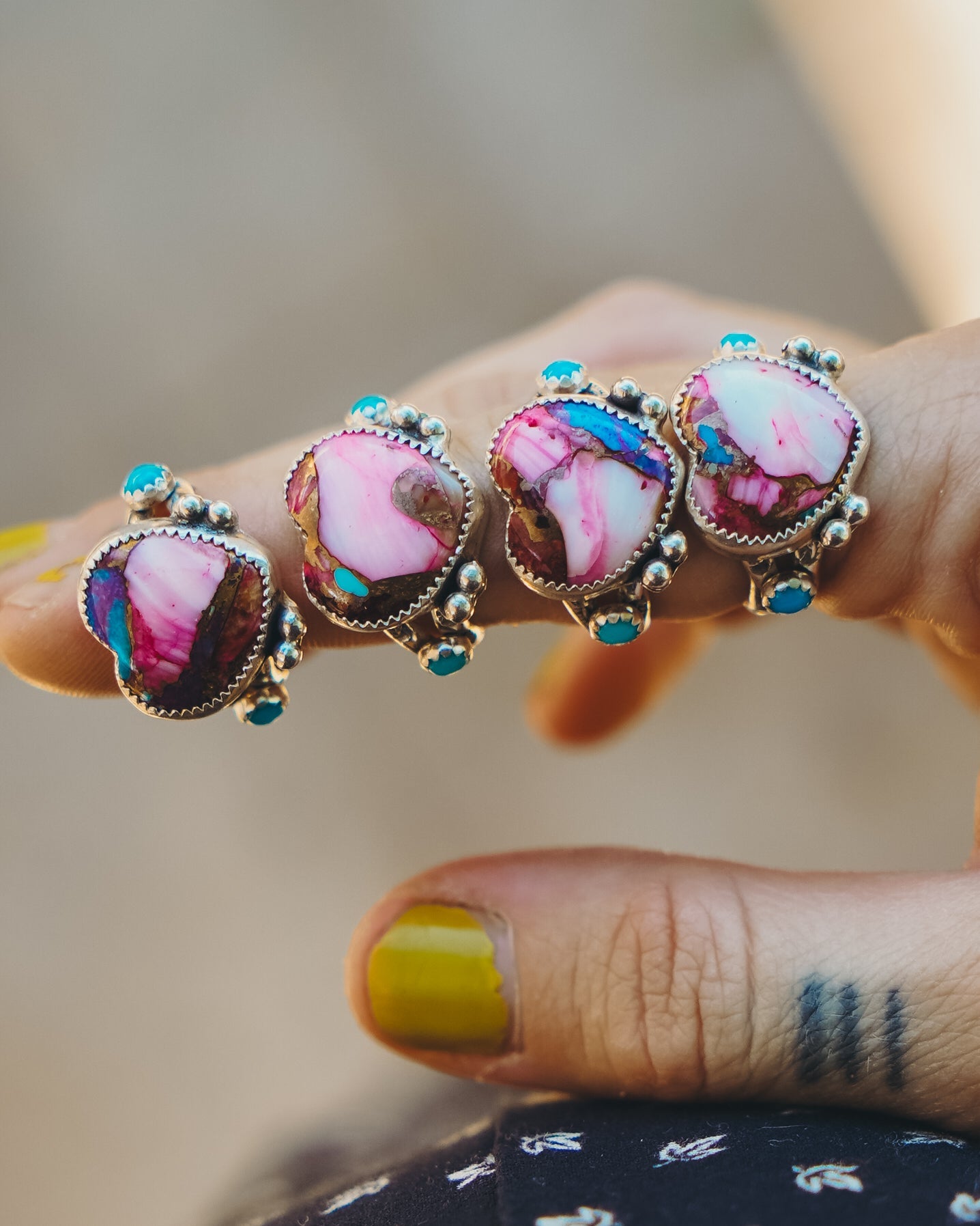 The Lover's Ring in Pink Dahlia (Size 6.75) - Golden Road Crafted