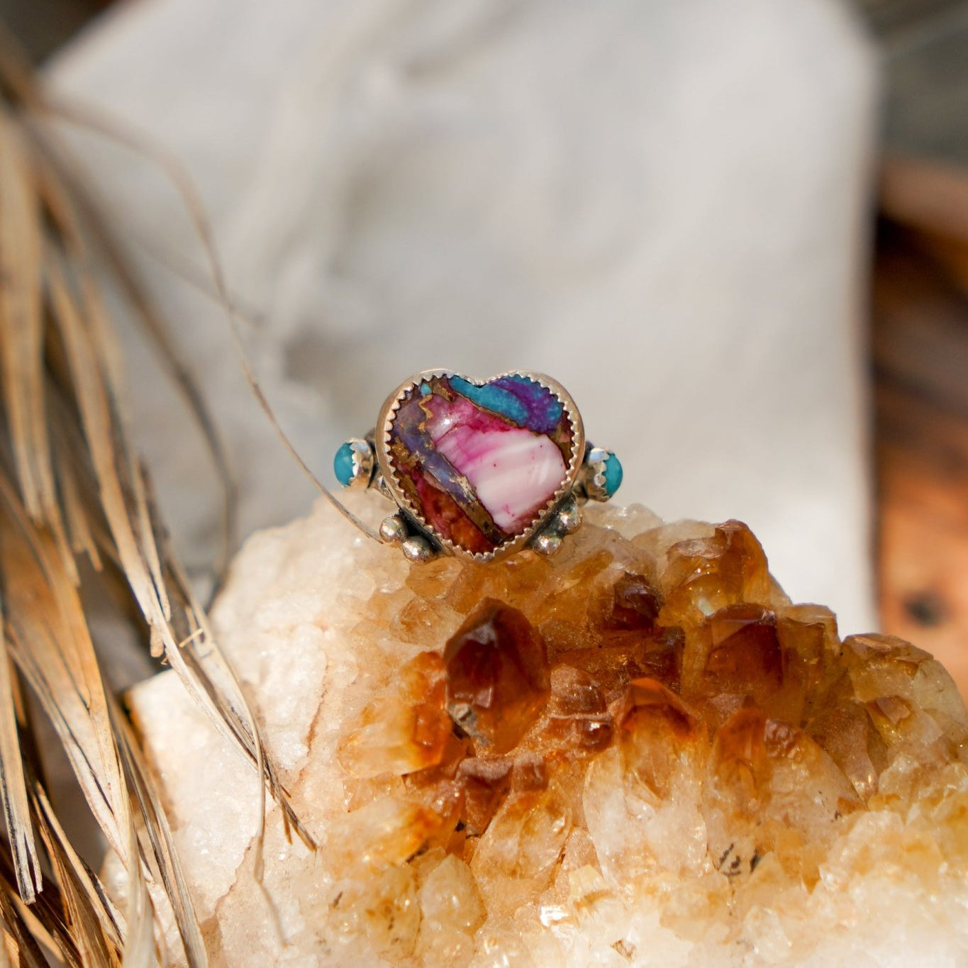 The Lover's Ring in Pink Dahlia (Size 7) - Golden Road Crafted