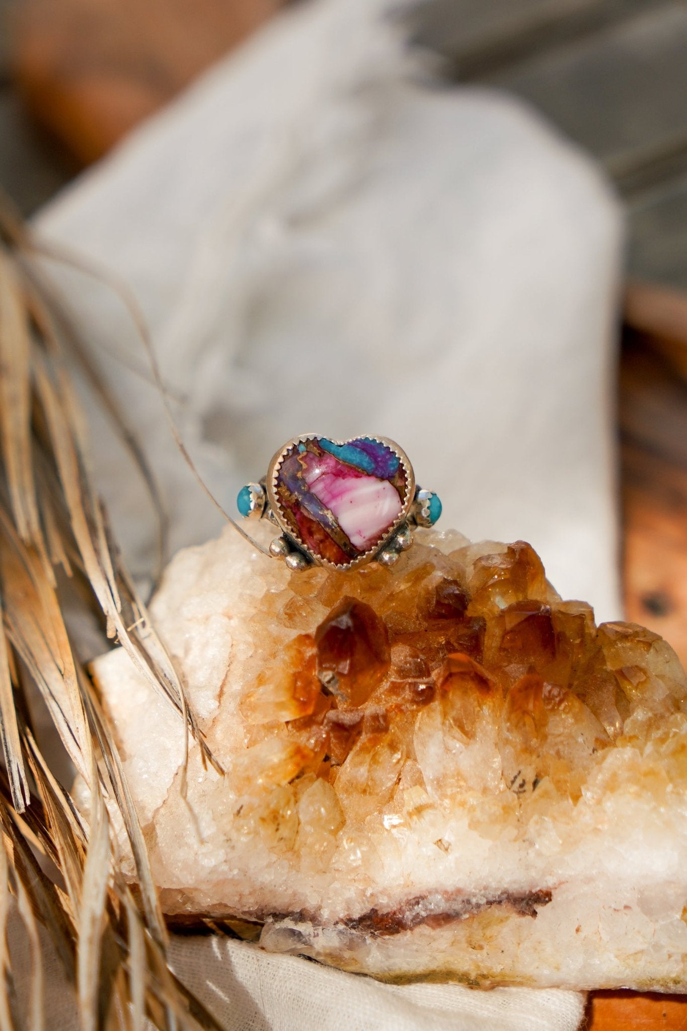 The Lover's Ring in Pink Dahlia (Size 7) - Golden Road Crafted