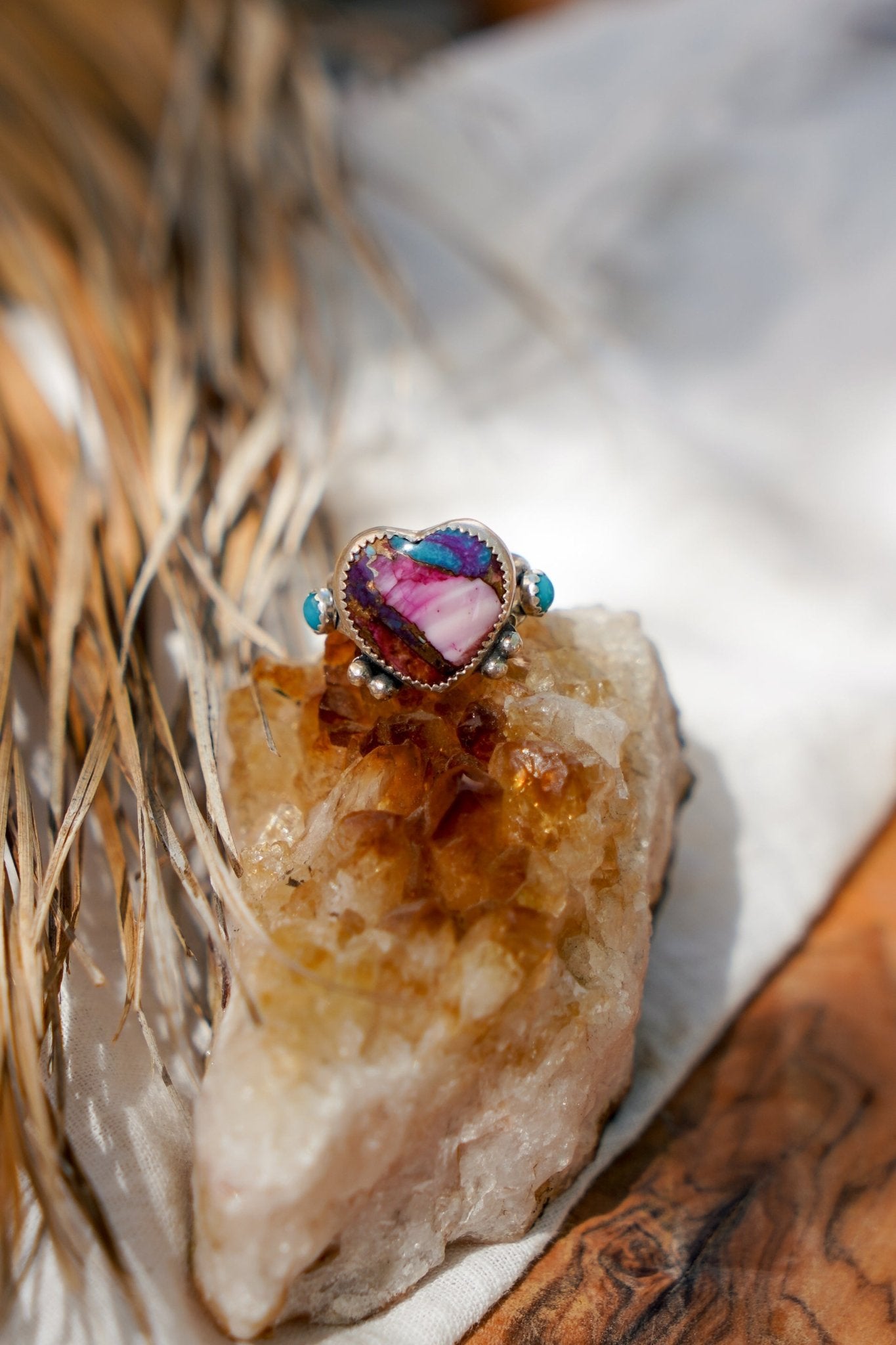 The Lover's Ring in Pink Dahlia (Size 7) - Golden Road Crafted