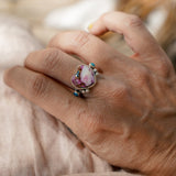 The Lover's Ring in Pink Dahlia (Size 8) - Golden Road Crafted