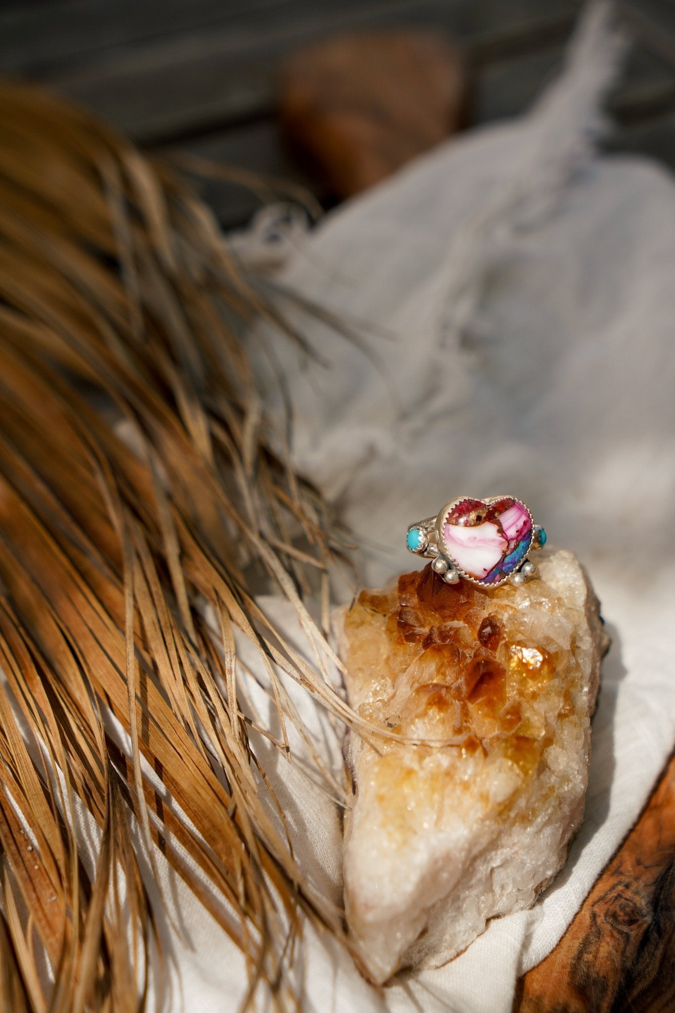 The Lover's Ring in Pink Dahlia (Size 9) - Golden Road Crafted