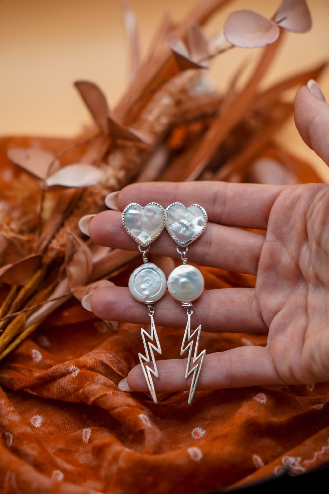 The Lovestruck Earrings in Mother of Pearl - Golden Road Crafted