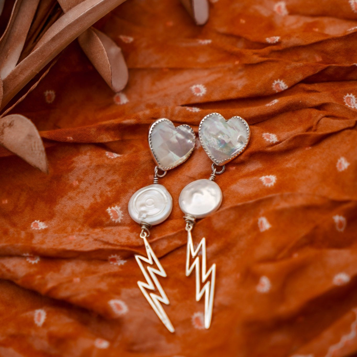 The Lovestruck Earrings in Mother of Pearl - Golden Road Crafted