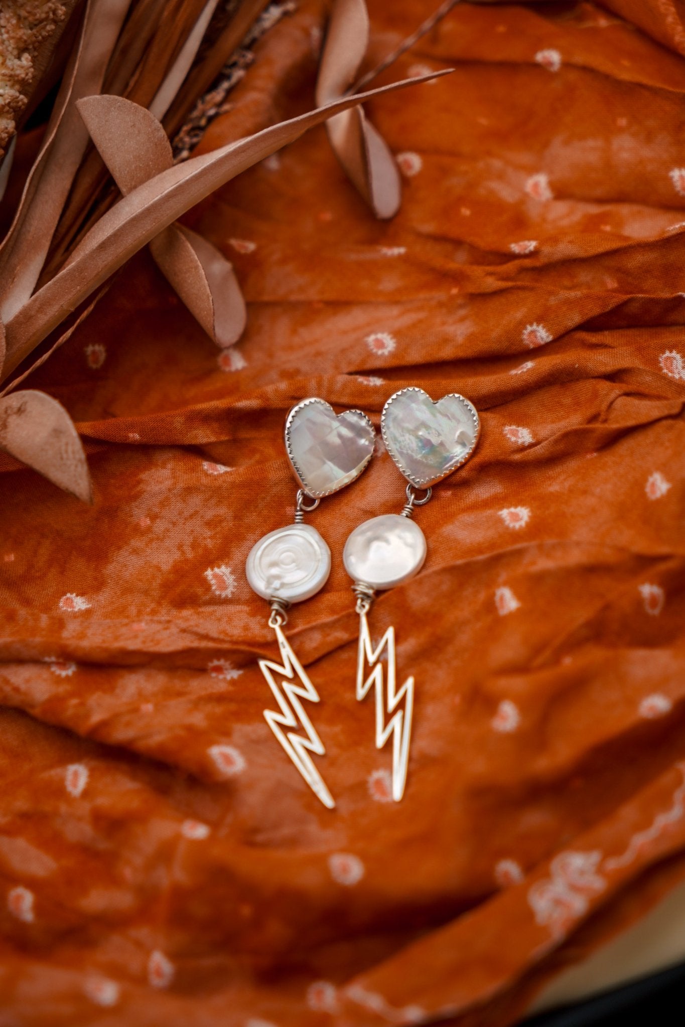 The Lovestruck Earrings in Mother of Pearl - Golden Road Crafted