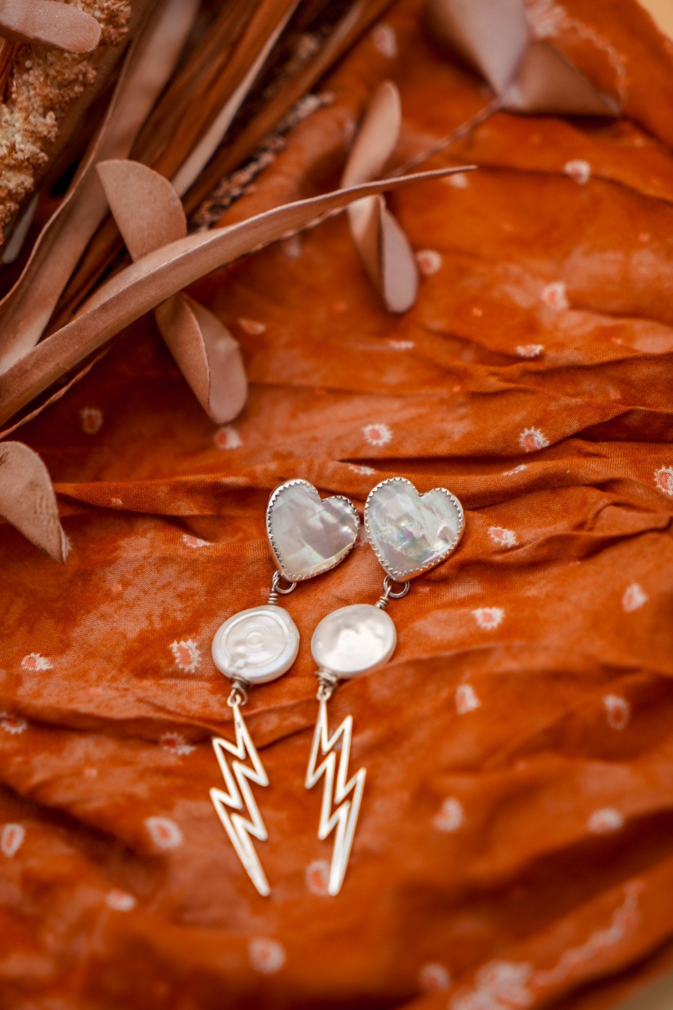 The Lovestruck Earrings in Mother of Pearl - Golden Road Crafted