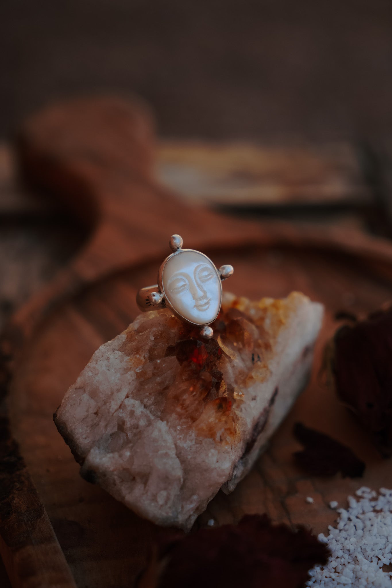 The Luna Visage Ring (Size 7) - Golden Road Crafted