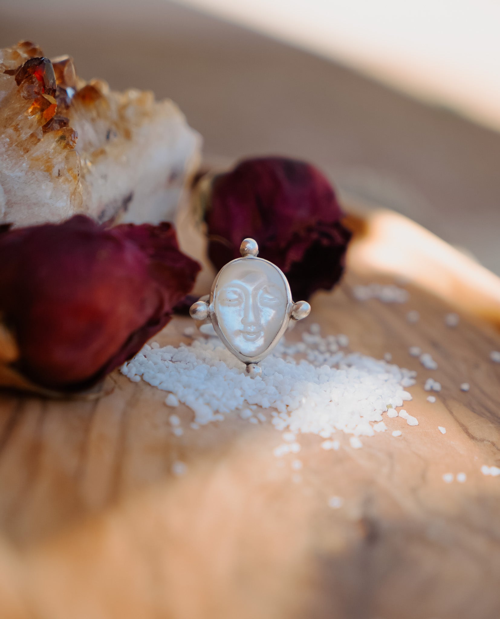 The Luna Visage Ring (Size 7) - Golden Road Crafted