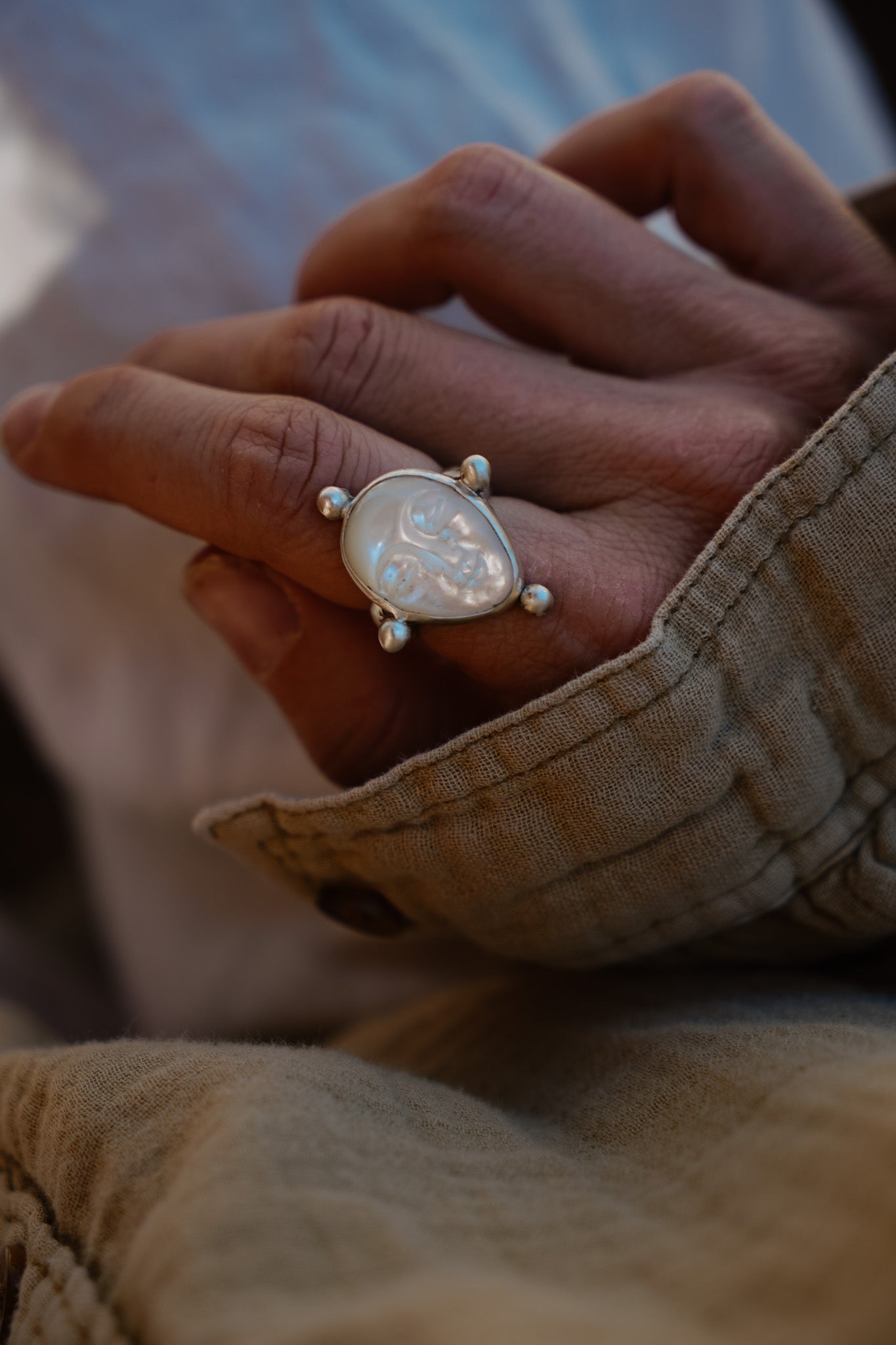 The Luna Visage Ring (Size 7) - Golden Road Crafted