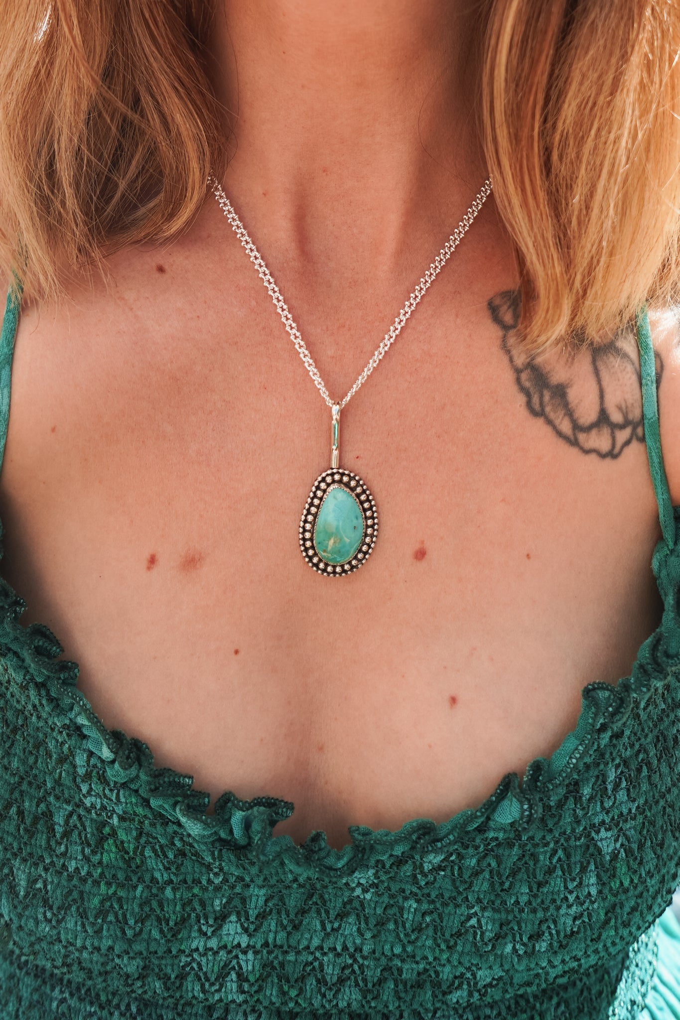 The Mirage Pendant in Royston Turquoise - Golden Road Crafted