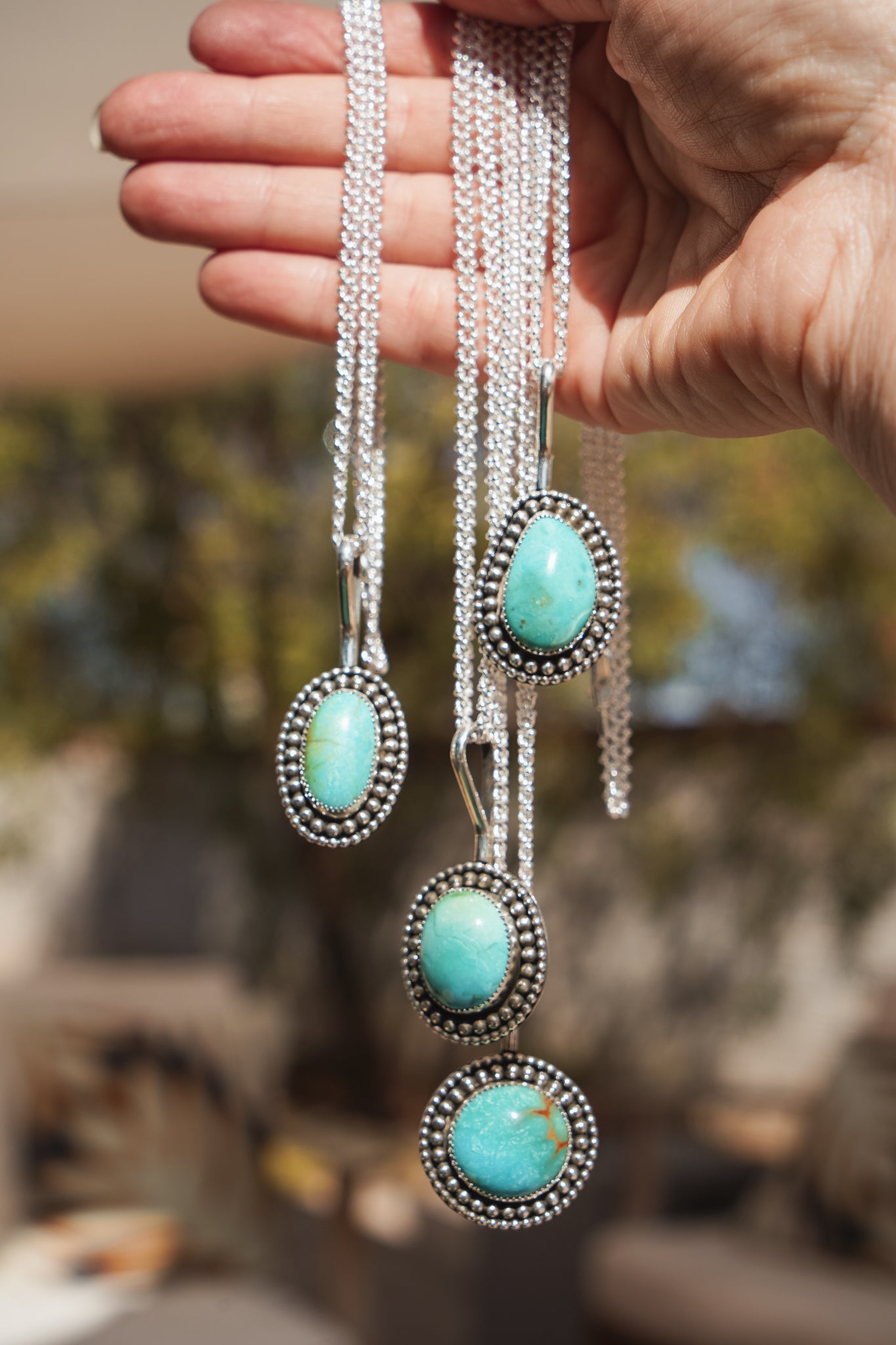 The Mirage Pendant in Royston Turquoise - Golden Road Crafted