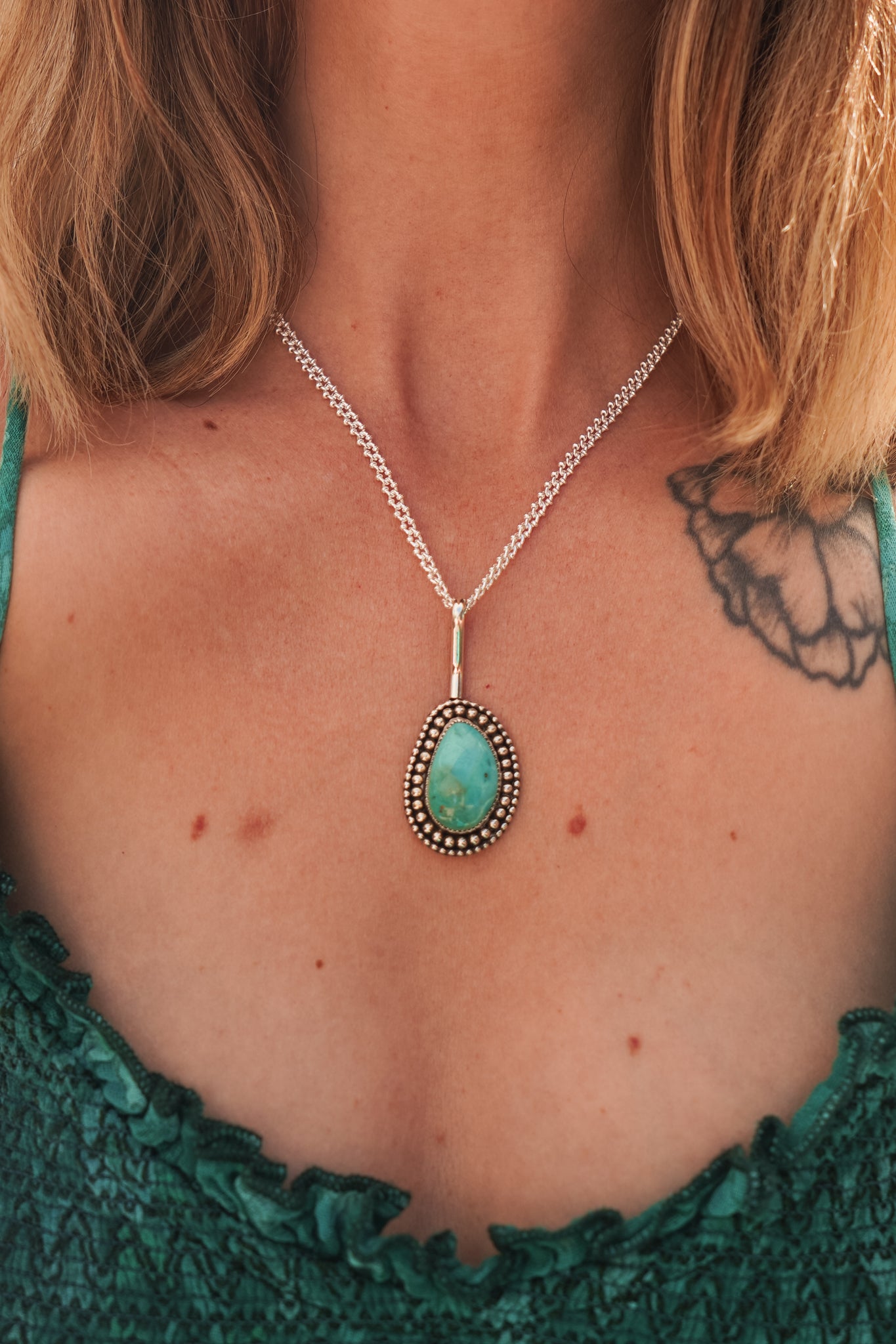 The Mirage Pendant in Royston Turquoise - Golden Road Crafted