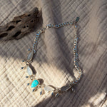 The Monsoon Choker in Blue Ridge Turquoise & Moonstone - Golden Road Crafted