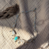 The Monsoon Choker in Blue Ridge Turquoise & Moonstone - Golden Road Crafted