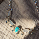 The Monsoon Choker in Blue Ridge Turquoise & Moonstone - Golden Road Crafted