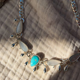 The Monsoon Choker in Blue Ridge Turquoise & Moonstone - Golden Road Crafted