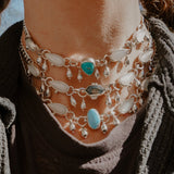 The Monsoon Choker in Blue Ridge Turquoise & Moonstone - Golden Road Crafted