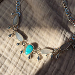 The Monsoon Choker in Blue Ridge Turquoise & Moonstone - Golden Road Crafted