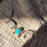 The Monsoon Choker in Blue Ridge Turquoise & Moonstone - Golden Road Crafted