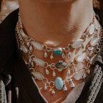 The Monsoon Choker in Golden Hills Turquoise & Moonstone - Golden Road Crafted