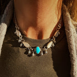 The Monsoon Choker in Golden Hills Turquoise & Moonstone - Golden Road Crafted