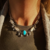 The Monsoon Choker in Golden Hills Turquoise & Moonstone - Golden Road Crafted