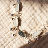 The Monsoon Choker in Moss Agate & Moonstone - Golden Road Crafted