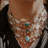 The Monsoon Choker in Moss Agate & Moonstone - Golden Road Crafted