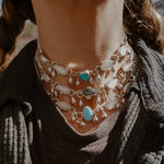 The Monsoon Choker in Moss Agate & Moonstone - Golden Road Crafted