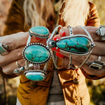 The Moon Goddess Cuff in Royston Turquoise - Golden Road Crafted