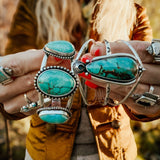 The Moon Goddess Cuff in Royston Turquoise - Golden Road Crafted