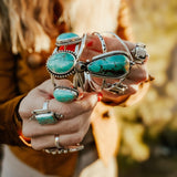 The Moon Goddess Cuff in Royston Turquoise - Golden Road Crafted