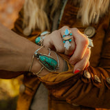 The Moon Goddess Cuff in Royston Turquoise - Golden Road Crafted