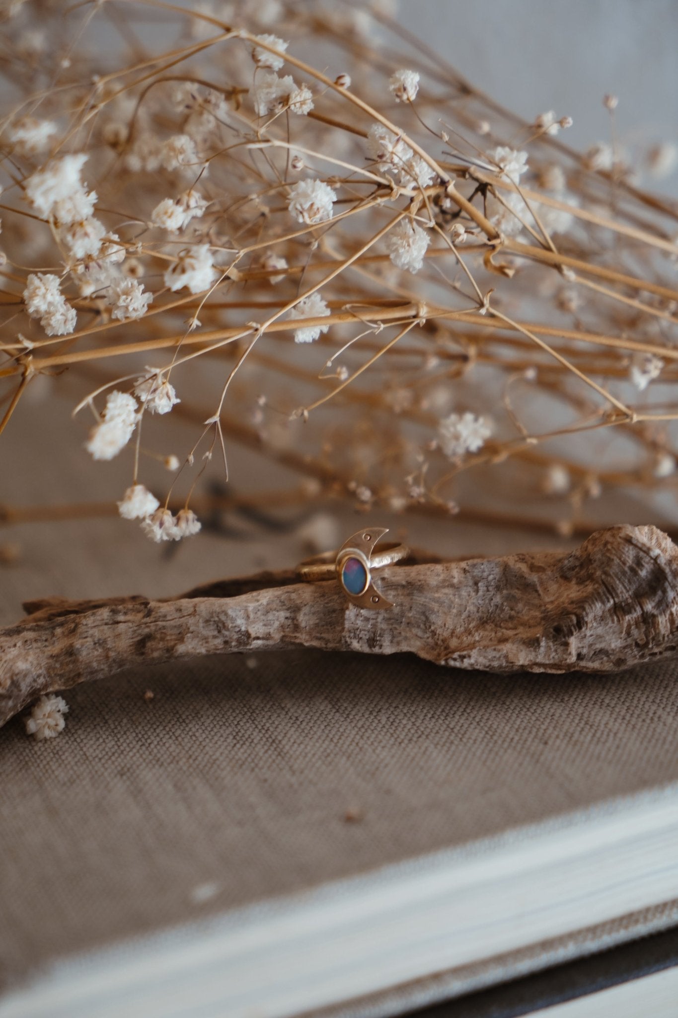 The Nightfall Ring in 14k Gold - Fill w/ Boulder Opal Doublet (Size 5.5) - Golden Road Crafted