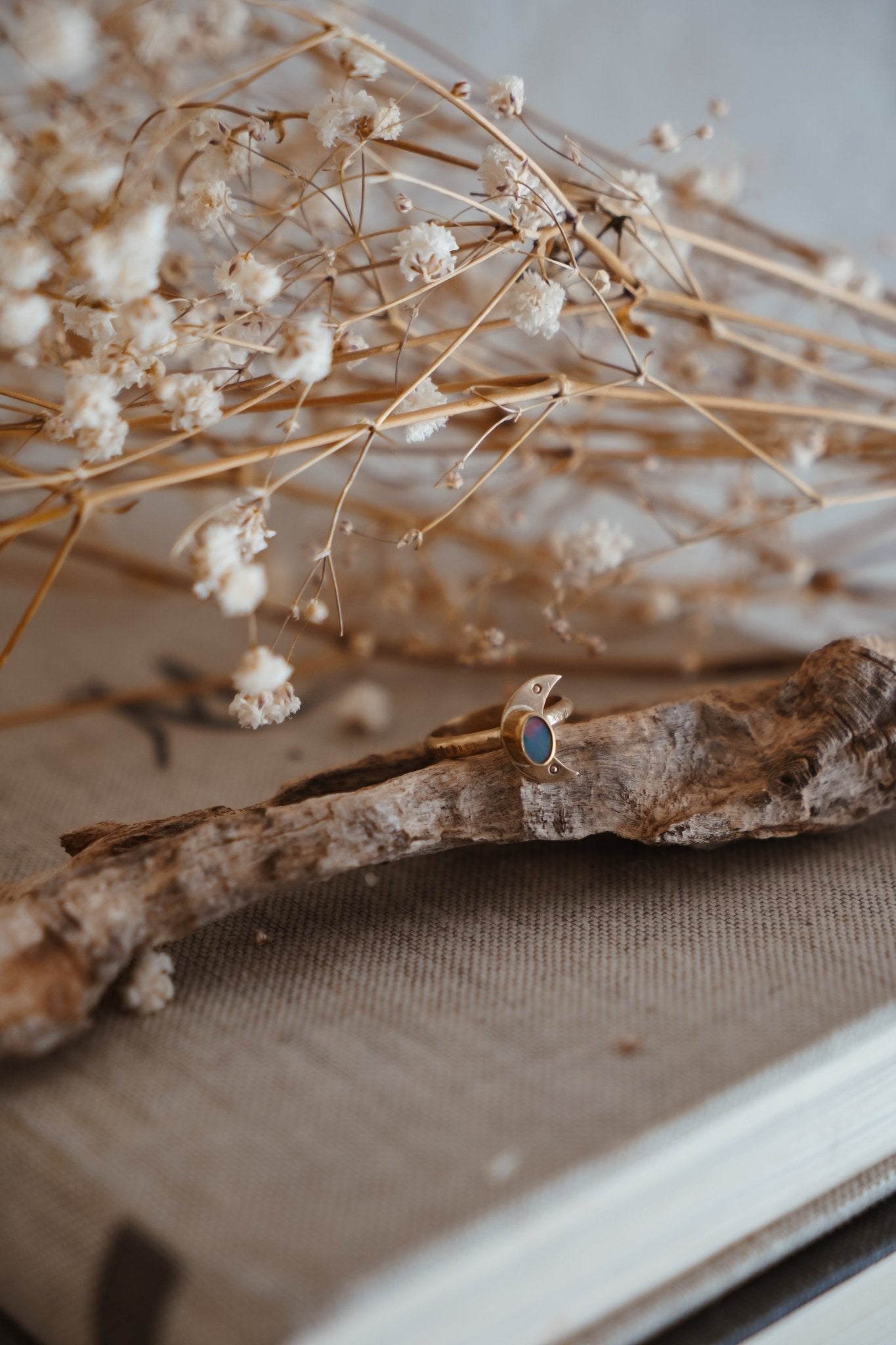 The Nightfall Ring in 14k Gold - Fill w/ Boulder Opal Doublet (Size 5.5) - Golden Road Crafted