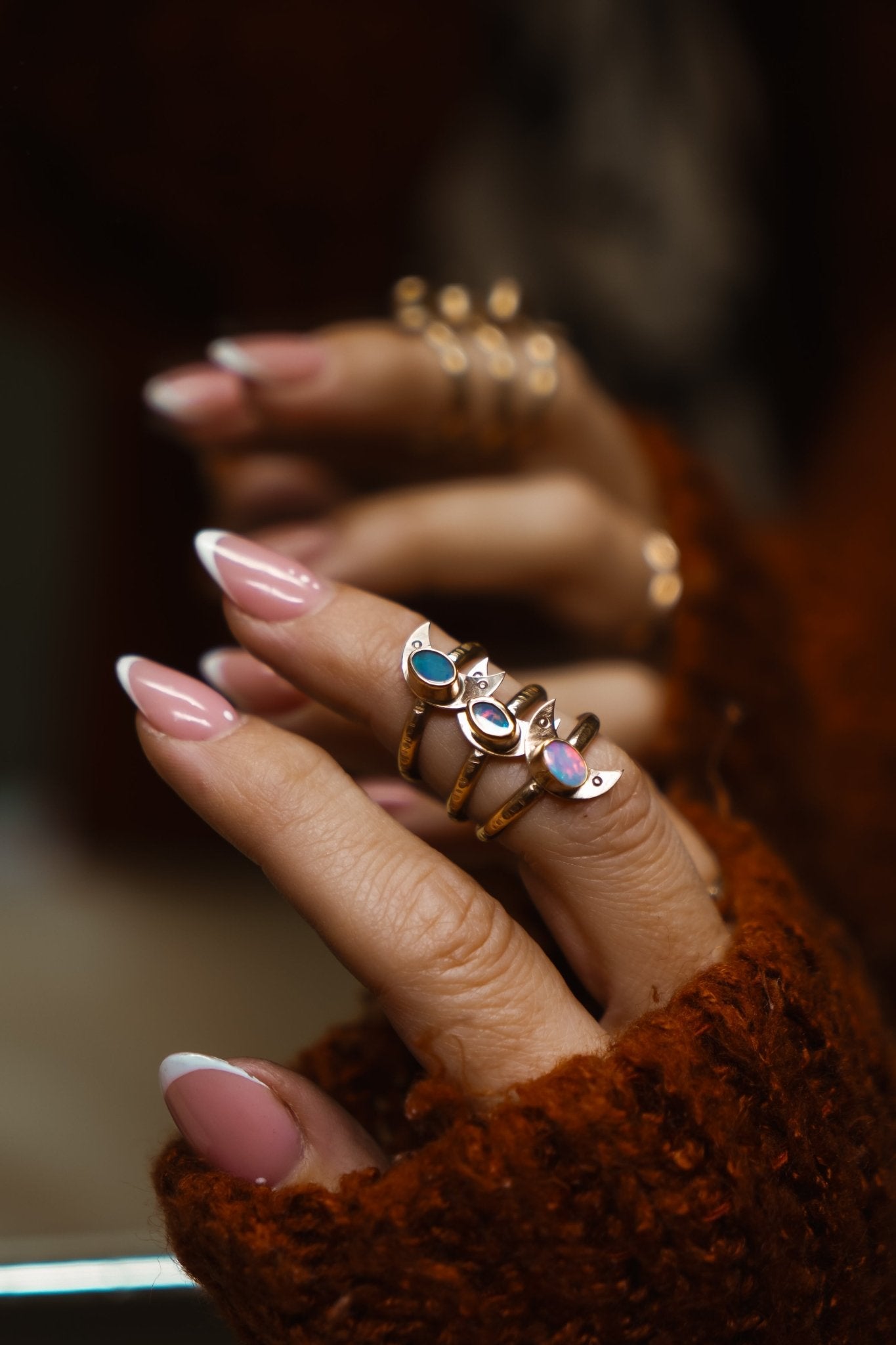 The Nightfall Ring in 14k Gold - Fill w/ Boulder Opal Doublet (Size 5.5) - Golden Road Crafted