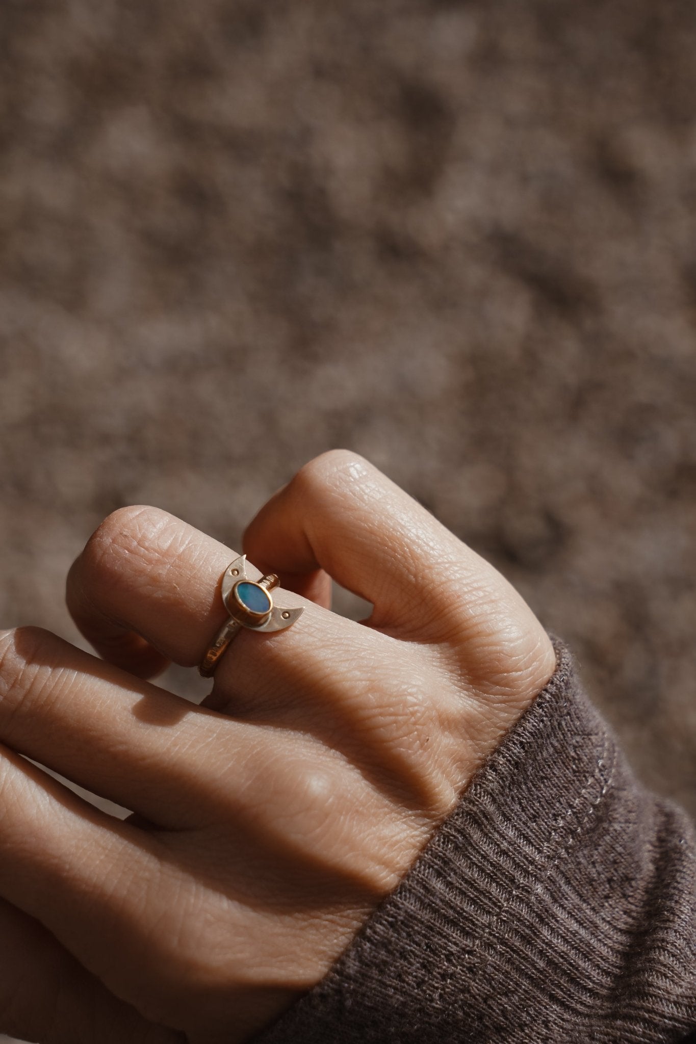 The Nightfall Ring in 14k Gold - Fill w/ Boulder Opal Doublet (Size 5.5) - Golden Road Crafted