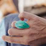 The Oasis Ring in Royston Turquoise (CHOOSE YOUR SIZE + STONE) - Golden Road Crafted