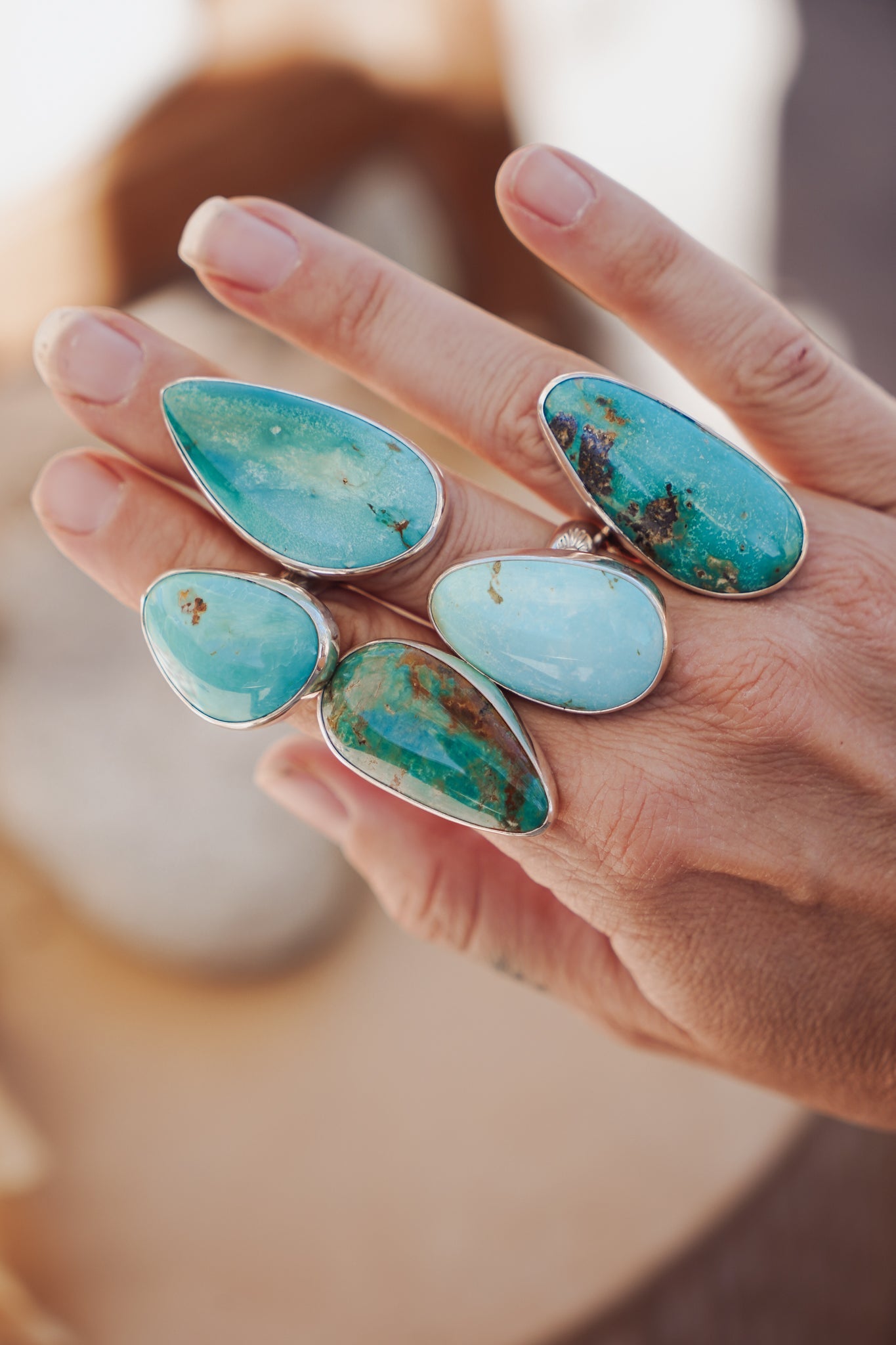 The Oasis Ring in Royston Turquoise (CHOOSE YOUR SIZE + STONE) - Golden Road Crafted
