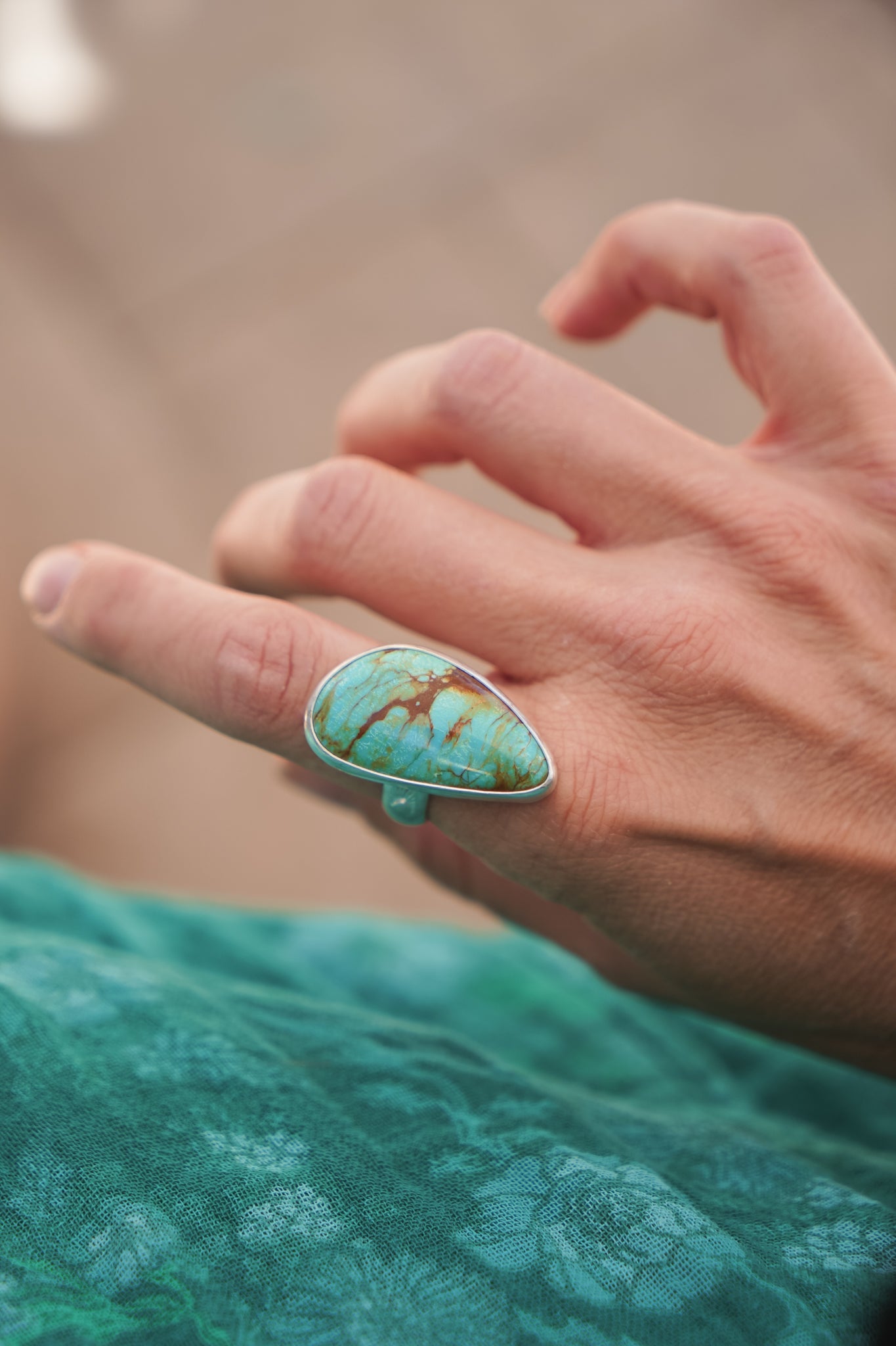 The Oasis Ring in Royston Turquoise (CHOOSE YOUR SIZE + STONE) - Golden Road Crafted