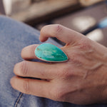 The Oasis Ring in Royston Turquoise (Size 6) - Golden Road Crafted