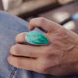 The Oasis Ring in Royston Turquoise (Size 6) - Golden Road Crafted