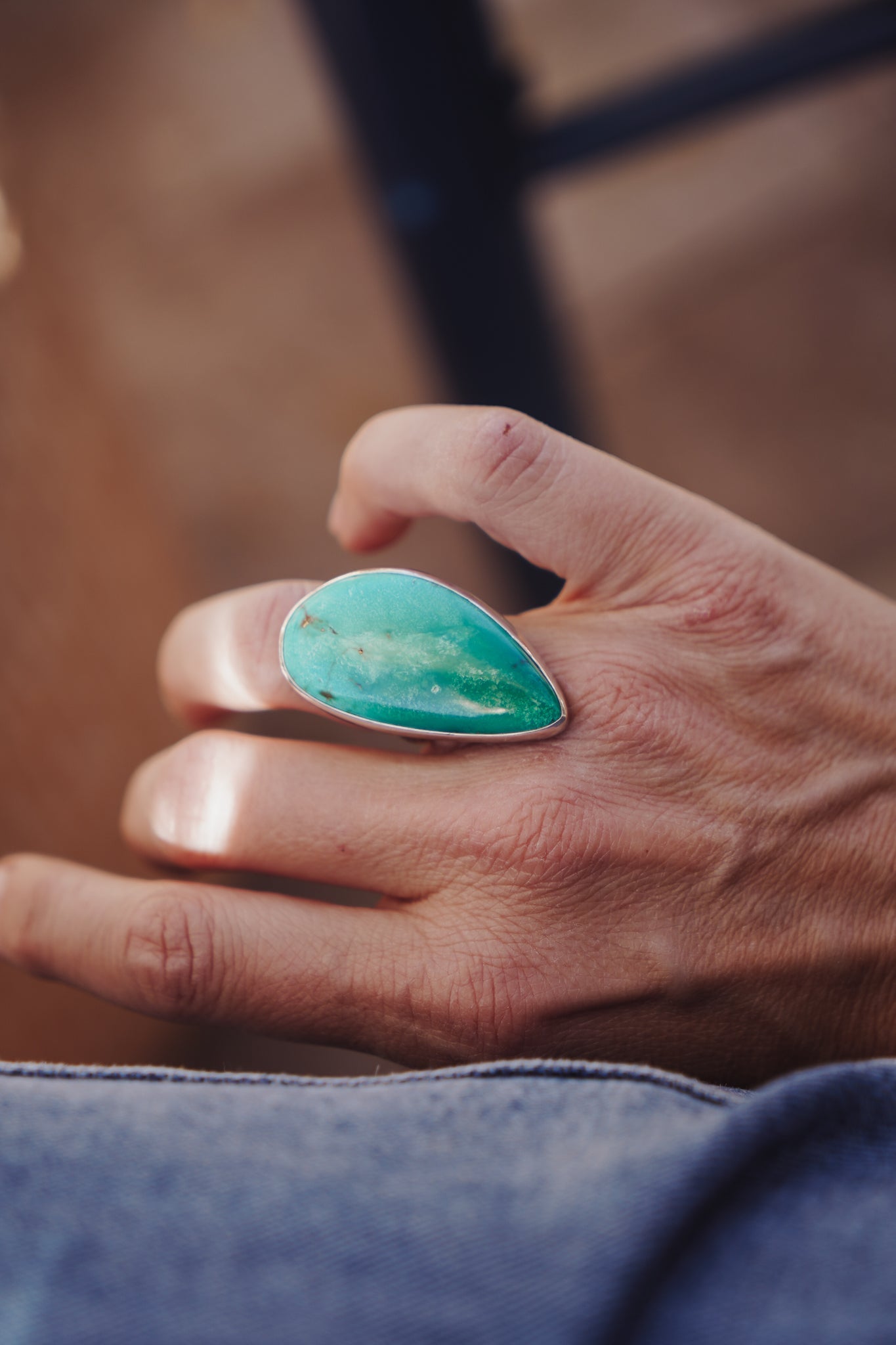 The Oasis Ring in Royston Turquoise (Size 6) - Golden Road Crafted