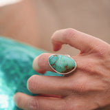 The Oasis Ring in Royston Turquoise (Size 6.5) - Golden Road Crafted