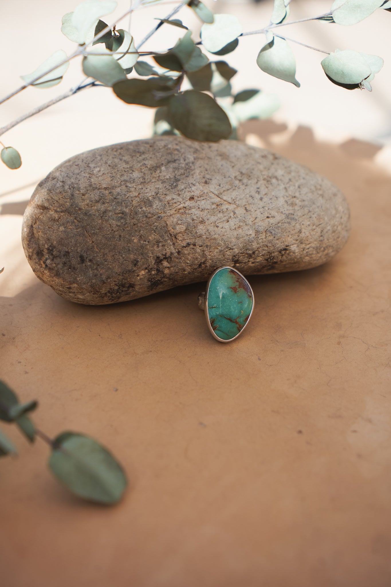 The Oasis Ring in Royston Turquoise (Size 6.5) - Golden Road Crafted