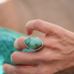 The Oasis Ring in Royston Turquoise (Size 6.5) - Golden Road Crafted