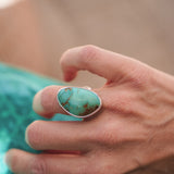 The Oasis Ring in Royston Turquoise (Size 6.5) - Golden Road Crafted