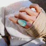 The Oasis Ring in Royston Turquoise (Size 7) - Golden Road Crafted